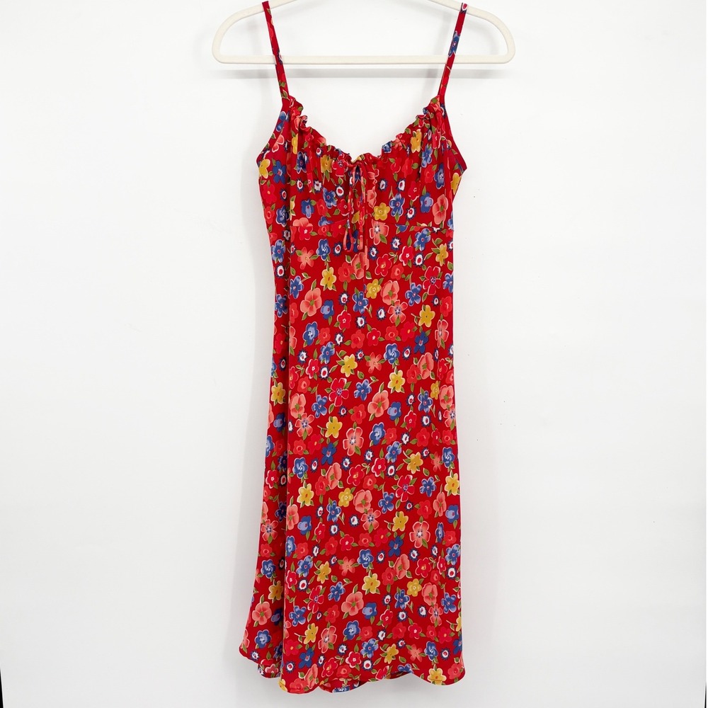 Jonathan Martin Womens Red Floral 90s Vintage Cottagecore Picnic‎ Midi Dress 9